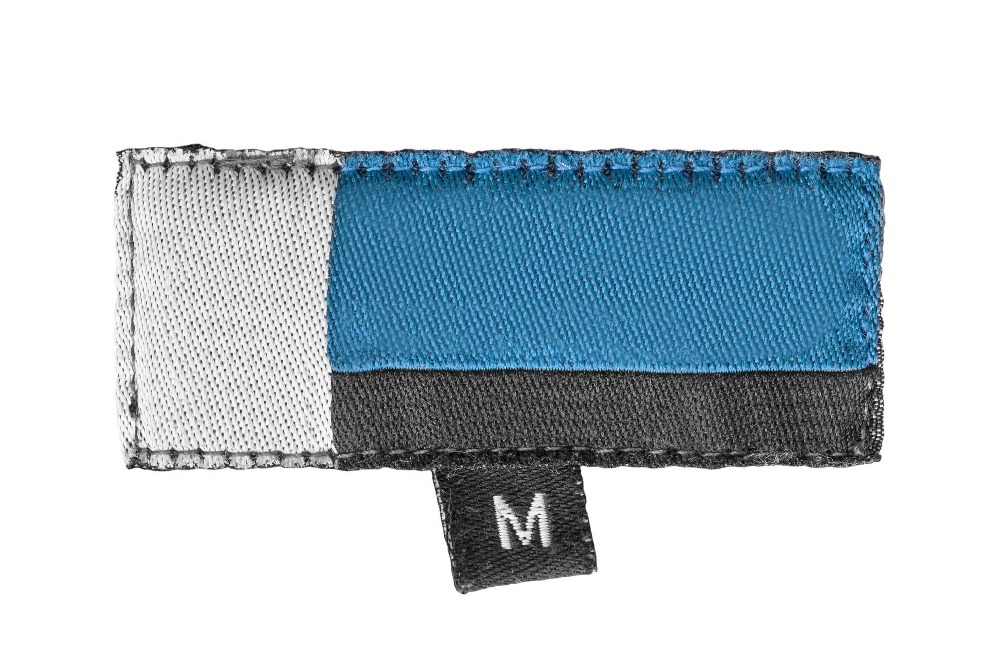 Close-up of embroidered patch on denim